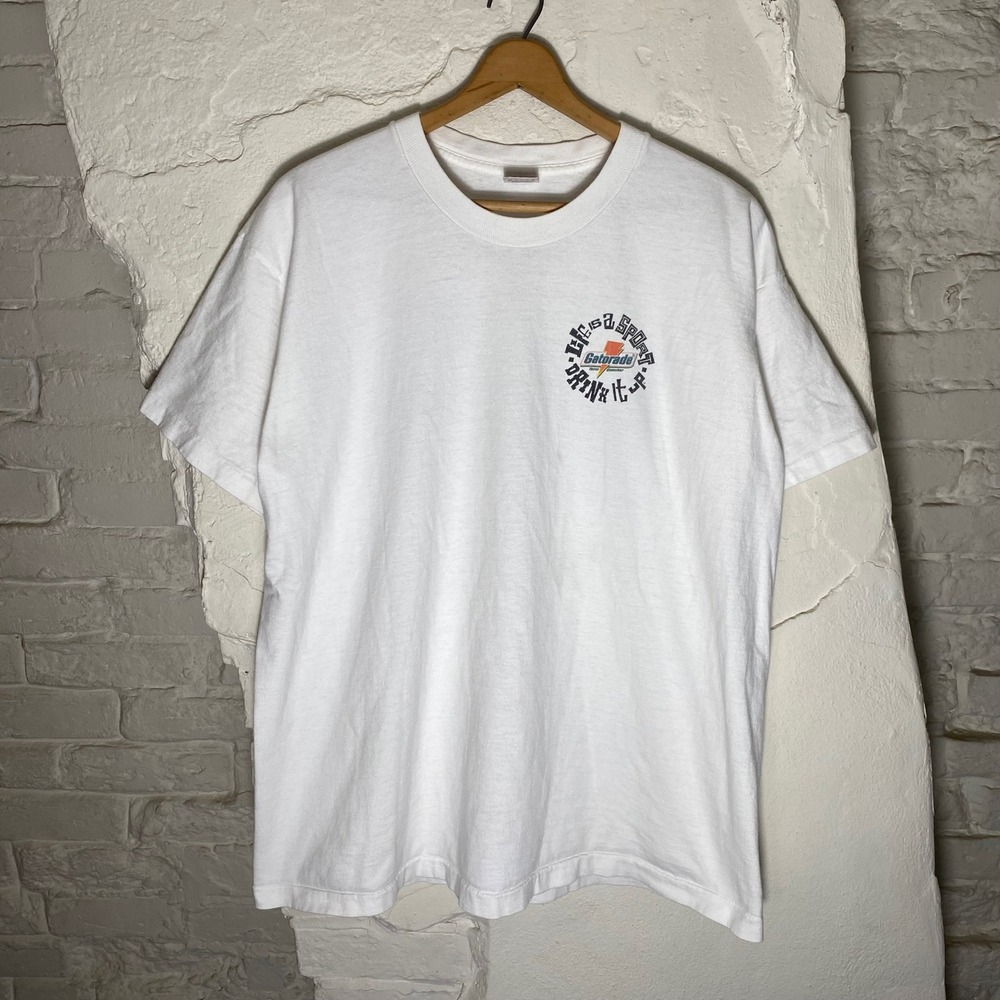 Vintage 1996 NBA Finals Gatorade Sweat It Out T-Shirt XL White Single Stitch USA - Picture 3 of 8